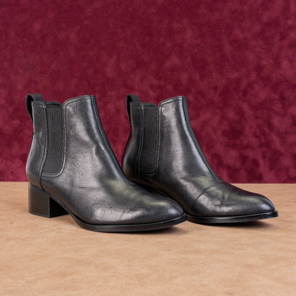 rag&bone Women Walker Black Leather Slip-on Block Heel Ankle Boots 9.5US EUR39.5